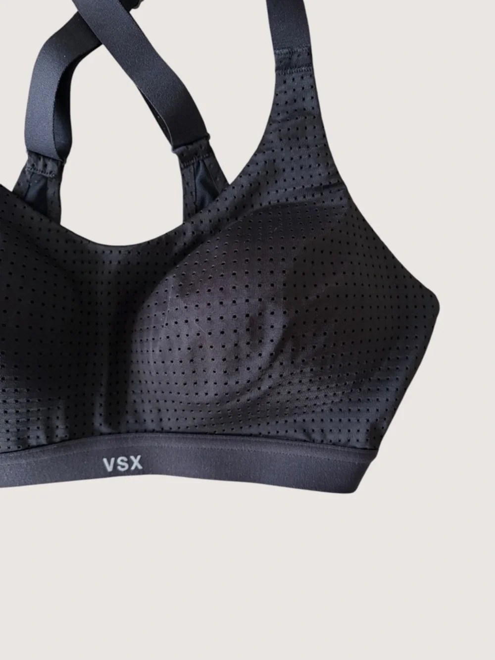 VSX Black Perforated Cross-Back Sports Bra